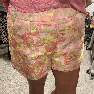 TCEC Floral High Waist Shorts - Pink and Yellow